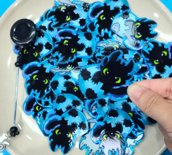 Wholesale 10pcs Halloween Black Cat  Acrylic Flat Back Badge Scroll Keychain